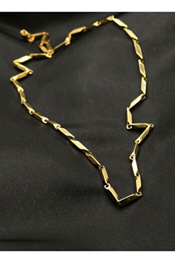 TREND COLLECTİON Sarı 316l Gold Çelik Küp Üçgen Erkek Kolye
