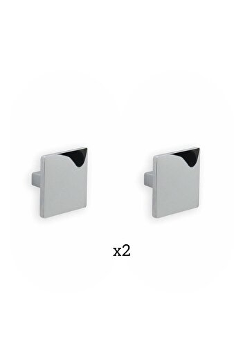 ARON (2 Pieces) Square Knob Handle Chrome Glossy Furniture Cabinet Door Dresser Console Nightstand Kitchen