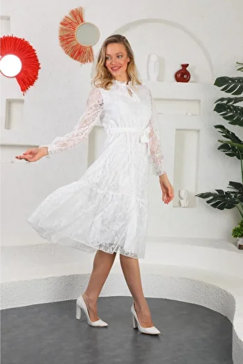 CİXAPLE Rochie din tul cu dantelă de lungime midi
