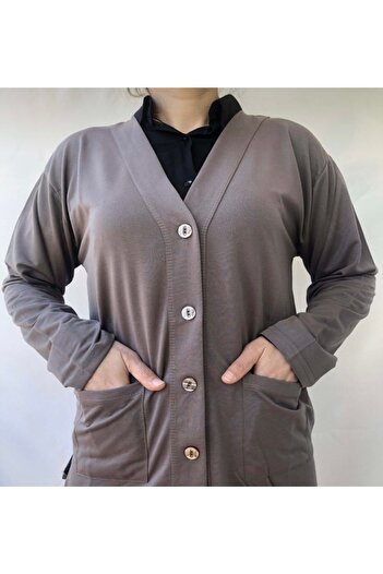 ece bayan giyim Short Combed Cotton Mother Cardigan - Buttoned