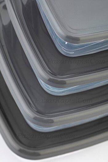 Pazar Kapısı Set of 4 Transparent Square Storage Containers 0.50 - 0.90 - 1.50 - 2.50 Lt