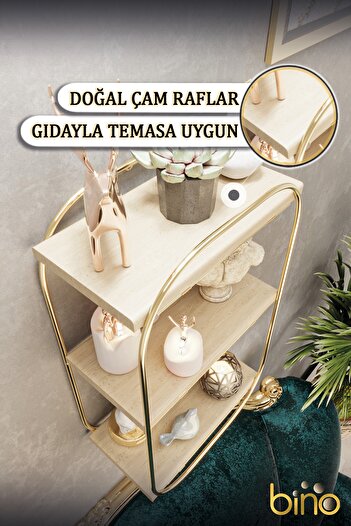 Bino Duvar Rafı Çok Amaçlı Düzenleyici Oval Raf Ahşap Banyo Mutfak Rafı Makyaj Ve Takı Organizeri