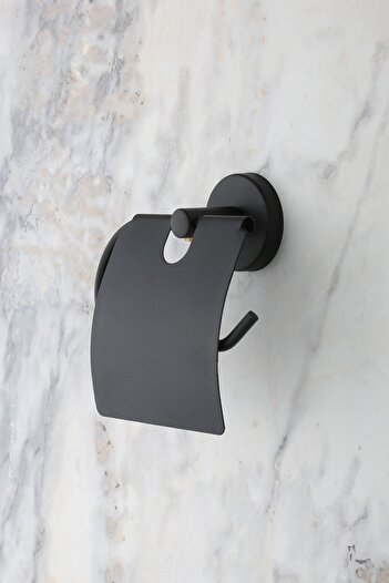 MultiStore Black Wide Cover Toilet Paper Holder WC Paper Holder Toilet Paper Hanger