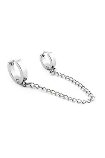 Köstebek Stainless Steel Double Chain Cartilage Earrings