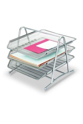 Gıpta Metal Table Set 3 Layers Movable Document Shelf Silver F000600