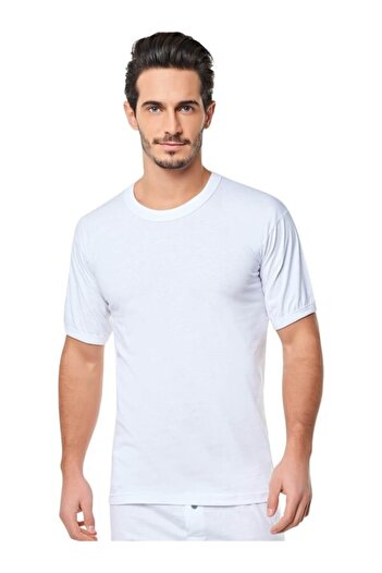 Seher Yıldızı Men's White 6-Piece Combed Cotton Crew Neck Undershirt