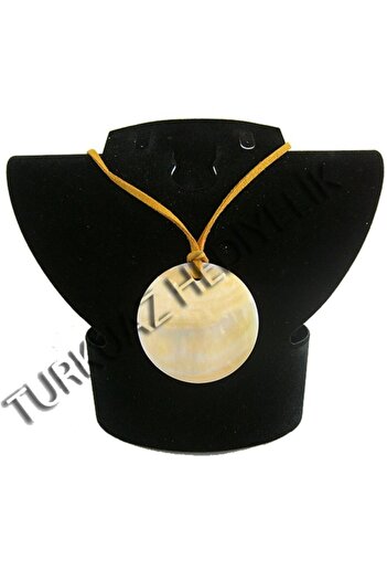 evinizdeki okyanus esintisi turkuaz hediyelik Mother of Pearl Shell Necklace - Yellow Round