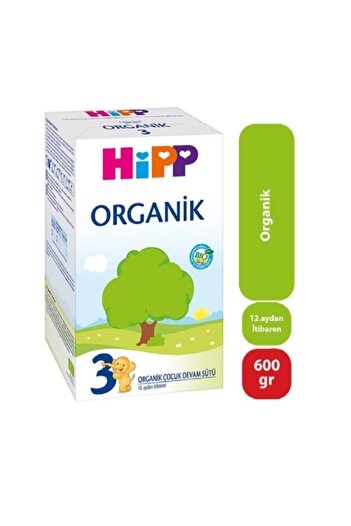 Hipp 3 Organik Devam Sütü 600 gr 2'li
