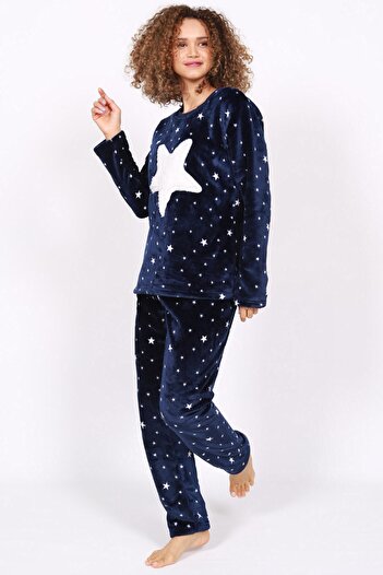 VİENETTA Kadın İndigo Welsoft Pijama Takım 9100860000