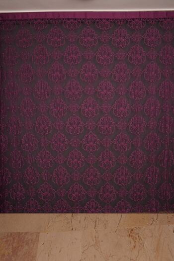 AKÇA TEKSTİL Spider Double Color Purple Rope Curtain Ready Buttons Sewn Rope Curtain 300*280 Cm