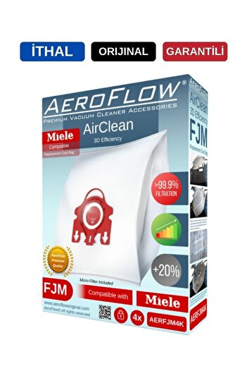 AeroFlow Miele Solution Hepa 388 - Saci de praf compatibile (pachet de patru)