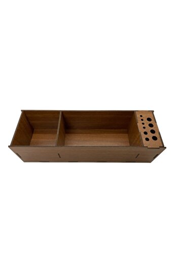 Notpa Wooden Brown Desktop 8-Piece Acrylic Organizer