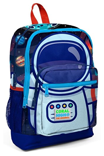 Coral High Primary School Backpack and Pen Holder Set - Blue Astronaut Printed
