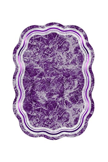 Alanur Home Laser Cut Djt 2-Piece Washable Non-Slip Base Bathroom Mat Toilet Seat Set with 203 Figures Purple