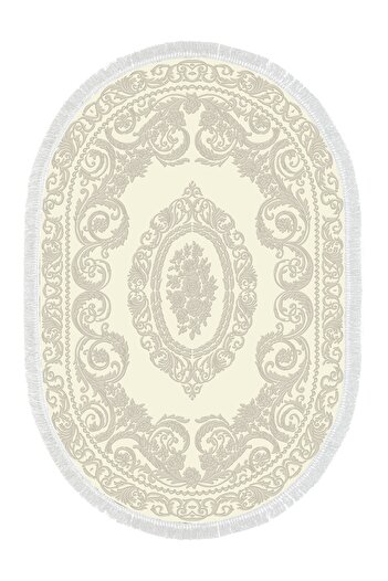 Alanur Home Eco Trend Djt Washable Non-Slip Base Oval 3-Piece Bedroom Set 747 Classic Cream