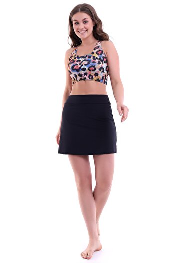 Aykum Mayo Badi Bikini with Shorts and Skirt, Leopard Patterned, Moon Sand
