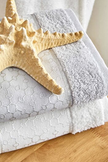 Karaca Home Casita Flos 6 Piece Beige Cream Οικογενειακό Σετ μπάνιου