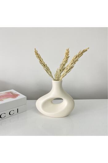 stilinbu Ασύμμετρο Κεραμικό Βάζο - H21 cm, Off White