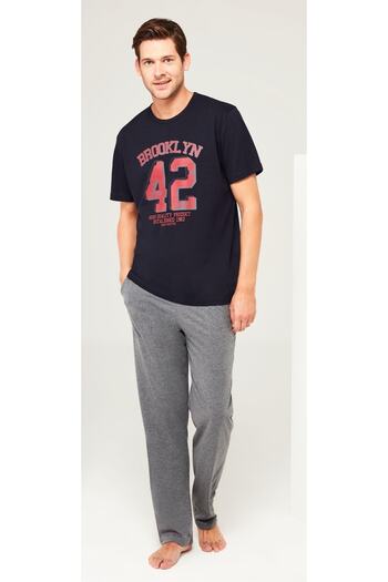 Mod Collection Men's Navy Blue Sports Pajama Set