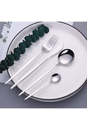 DMR LİFE Elite Plain Fork Spoon Knife Set 72 Pieces for 12 People