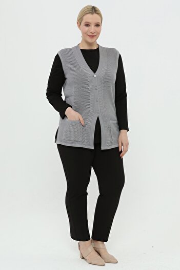 TEK Summer Classic Mercerized Openwork Large Size Mother Vest with Pockets