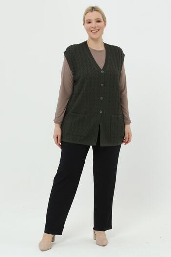 TEK Summer Classic Mercerized Diamond Openwork Large Size Mother Vest with Pockets