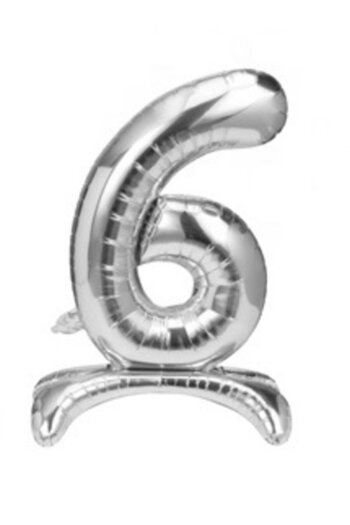 BEST PARTİ DOĞUM GÜNÜ PARTİ SÜSLERİ 6 Years Old Silver Colored Footed Foil Balloon Figure 32 Inches 80 Cm
