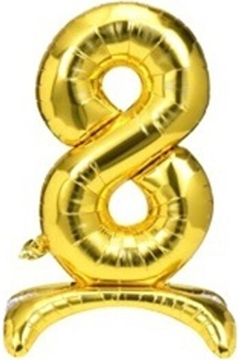 BEST PARTİ 8 Years Old Gold Colored Footed Foil Balloon Figure 32 Inches 80 Cm