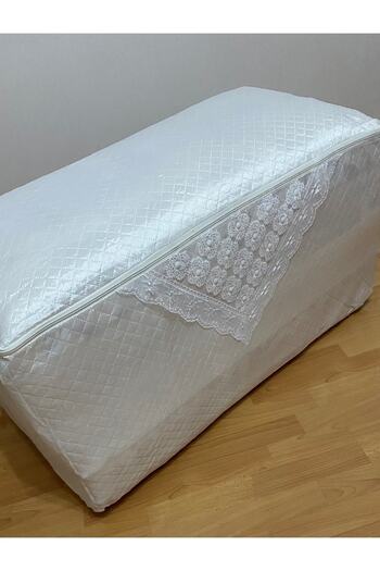 AYHANHOME Pearl Satin Cream Quilt Scrap Quilted Dowry Storage Bundle 50x50x100