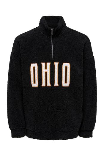 Only & Sons Block 1/4 Zip High Neck Teddy Sweat Ανδρικό Μαύρο Παλτό 22022518-02