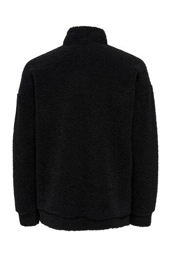 Only & Sons Block 1/4 Zip High Neck Teddy Sweat Ανδρικό Μαύρο Παλτό 22022518-02