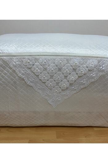 AYHANHOME Pearl Satin Cream Quilt Scrap Quilted Dowry Storage Bundle 50x50x100