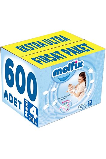 Molfix Baby Diaper Size:4 (7-14kg) Maxi 600 Pieces Extra Ultra Fırsat Pk