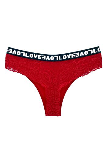 HNX Chiloți de damă Red Love din bumbac din dantelă din spate