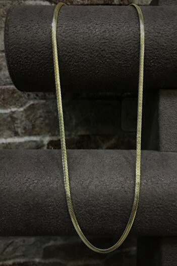 Erer Gümüş Gümüş 2,5 Mm Yassı Sarı Döküm Boyun Zinciri Kolye Kt125e3
