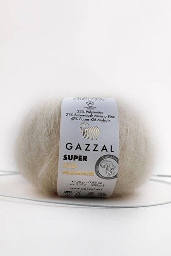 Gazzal Super Kid Mohair 25 Gr 78% Wool - 22% Pa Mixed Natural Hand Knitting Yarn Taka Yarn (64408)