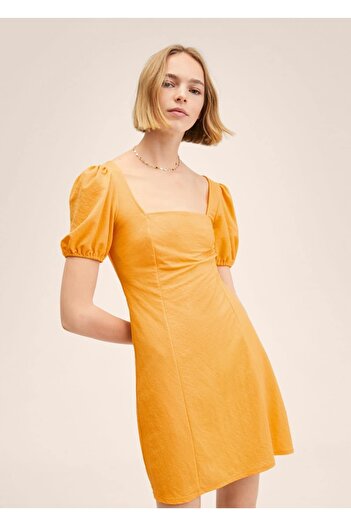 MANGO Woman Balloon Sleeve Flowy Dress