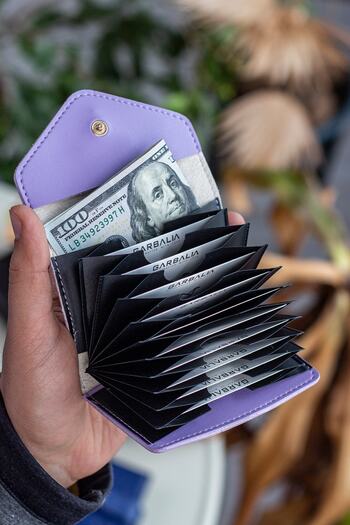 Garbalia Lviv Vegan Leather Accordion Lilac Women's Wallet Card Holder