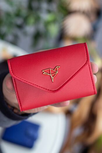 Garbalia Lviv Vegan Leather Accordion Red Women's Wallet Card Holder