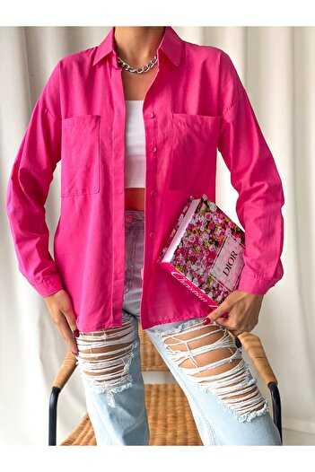 laughs Women's Double Pocket Casual Linen Shirt Gm7300