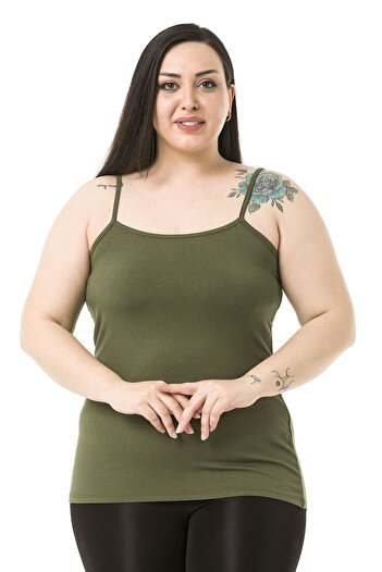 DISENTIS MODEST Large Size Viscose Khaki Body with Rope Strap