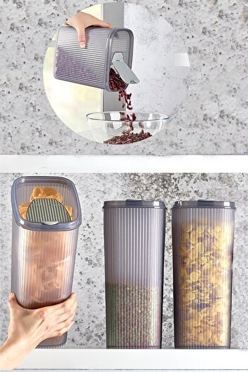 Bayev Practical Lid Food Pulses Storage Container 3 Pieces 4000 Ml