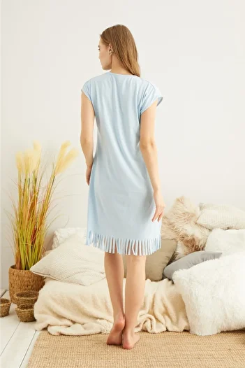 ZBTEKS Rochie casual din bumbac pieptănat cu model flamingo