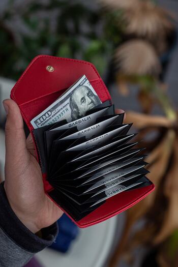 Garbalia Lviv Vegan Leather Accordion Red Women's Wallet Card Holder
