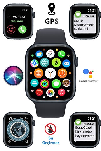 TECHNOMEN Watch 7 Plus Series Akıllı Saat Wireless Şarj 2 Tuş Aktif Android Ios Uyumlu Arama Mesaj Bildirim