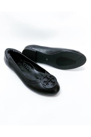 stok83 Women's Black Genuine Leather Ballerinas
