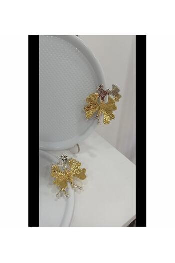 Elzem White Color 3 Piece Tea Coffee Tray Luxury Presentation with Butterfly Accessory
