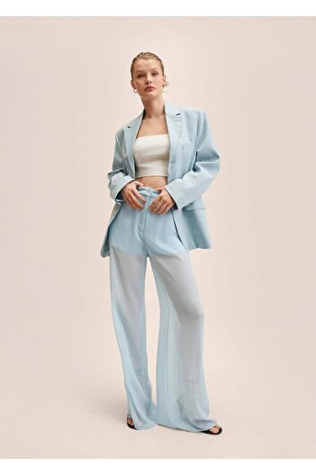 MANGO Woman Semi-Transparent Straight Cut Trousers