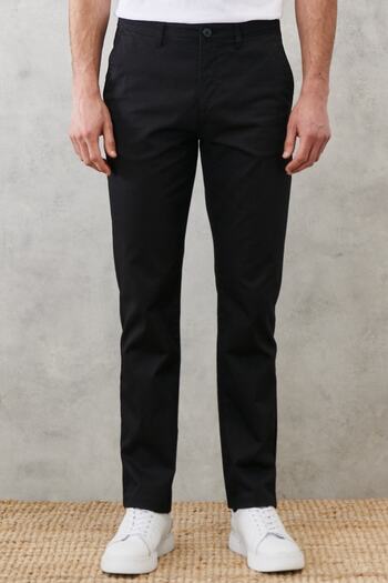 ALTINYILDIZ CLASSICS Ανδρικό μαύρο παντελόνι Comfort Fit Relaxed Cut Chino Casual Παντελόνι