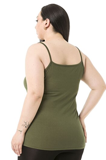 DISENTIS MODEST Large Size Viscose Khaki Body with Rope Strap